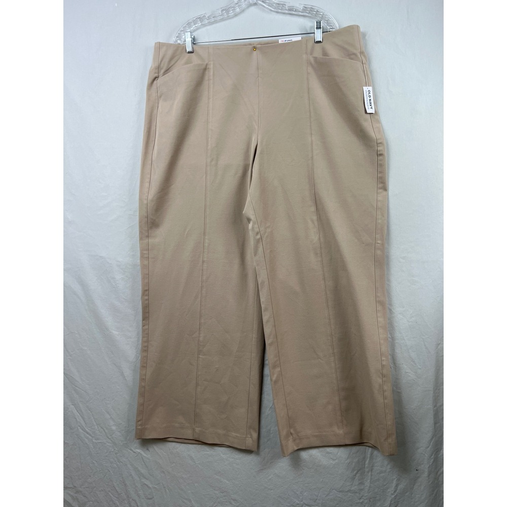 Old Navy Pixie Wide Leg Pants Womens 2X Beige High Rise Comfort Waistband NEW